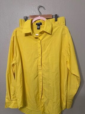 EXPRESS Matching Set - Yellow Button-Up + Shorts